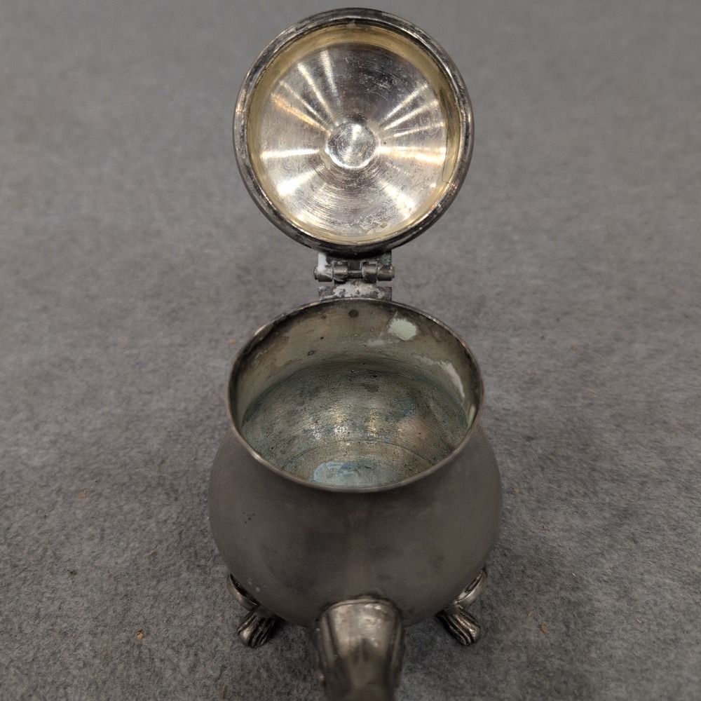 Vintage Miniature Silver Tone Footed Teapot Hinged Lid Ornate‎ Collectible Decor - Picture 6 of 10